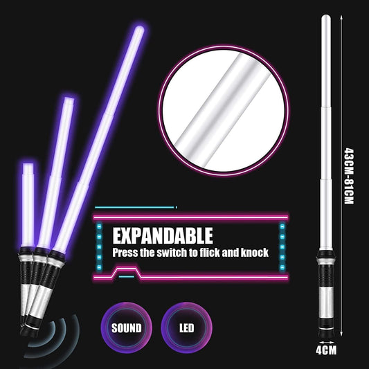 2-Pack LED Light-Up Lightsabers with Sound, 7 Colors – Perfect for Kids' Parties.