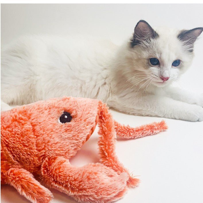 Electric Jumping Shrimp Pet Toy – USB Rechargeable, Simulated Lobster, Fun Plush Toy for Cats.