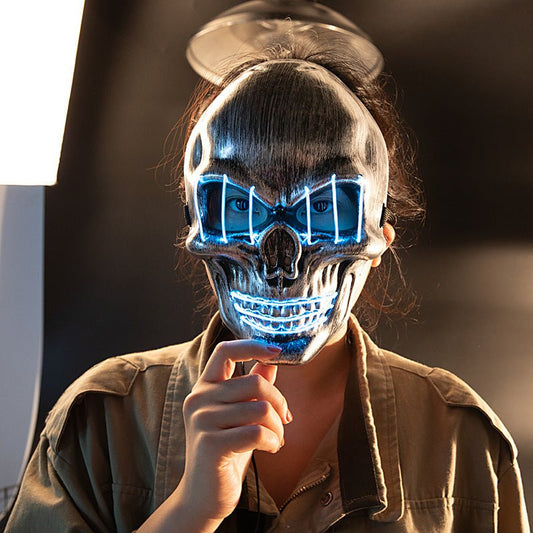 LED Halloween Skull Mask – Luminous, perfect for parties, dance, and Halloween costumes.