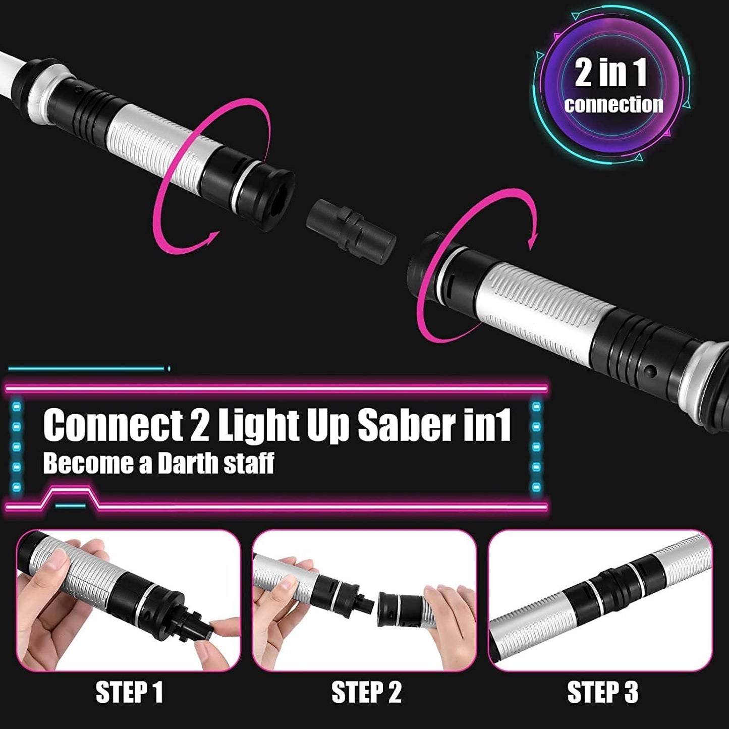 2-Pack LED Light-Up Lightsabers with Sound, 7 Colors – Perfect for Kids' Parties.