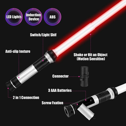 2-Pack LED Light-Up Lightsabers with Sound, 7 Colors – Perfect for Kids' Parties.
