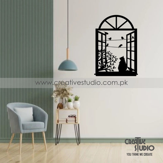 Modern Cat Window Acrylic Wall Art