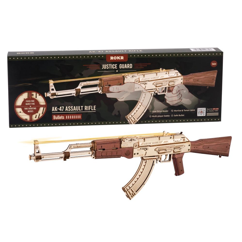 Robotime Rokr AK-47 3D Wooden DIY Kit – Fun, double firing modes.