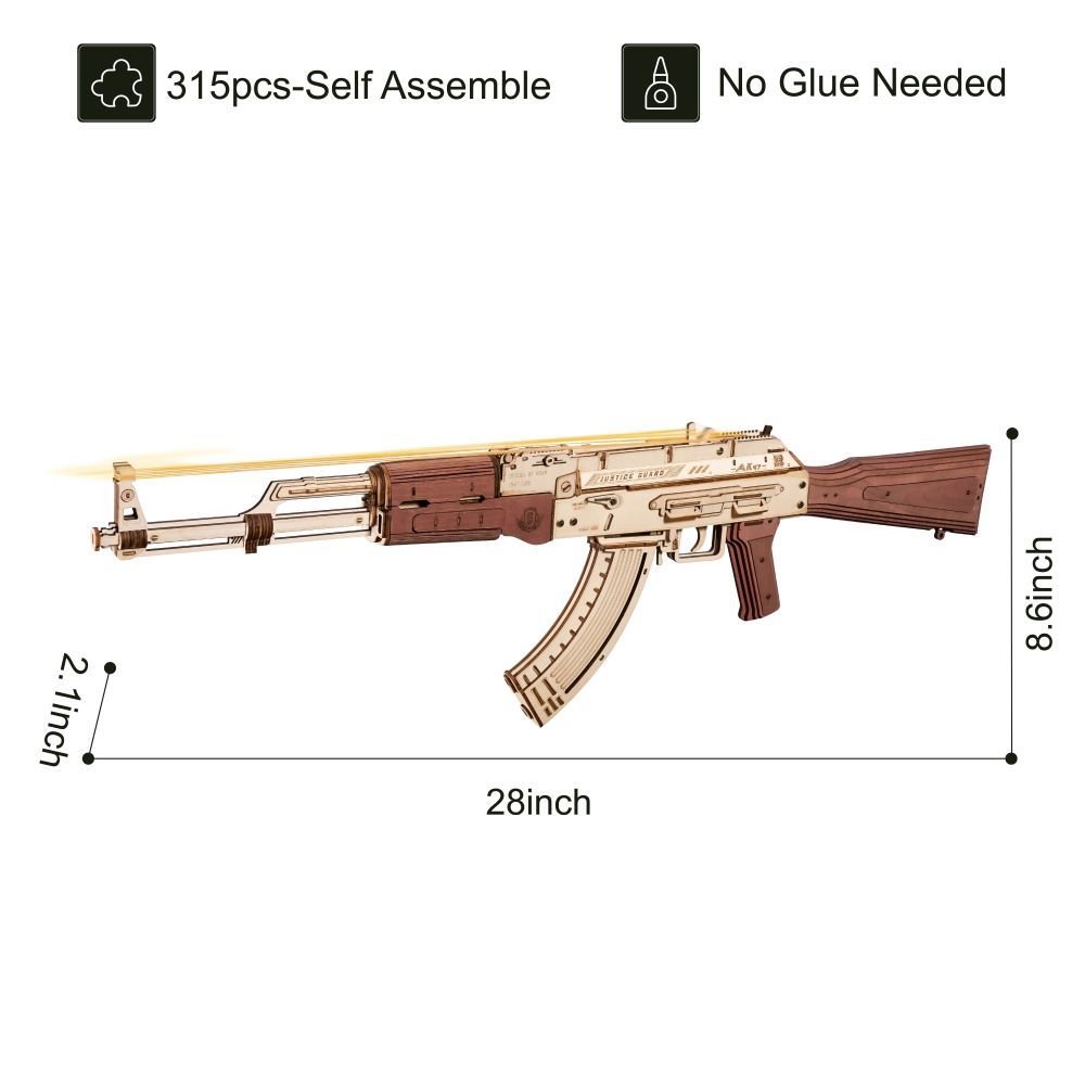 Robotime Rokr AK-47 3D Wooden DIY Kit – Fun, double firing modes.